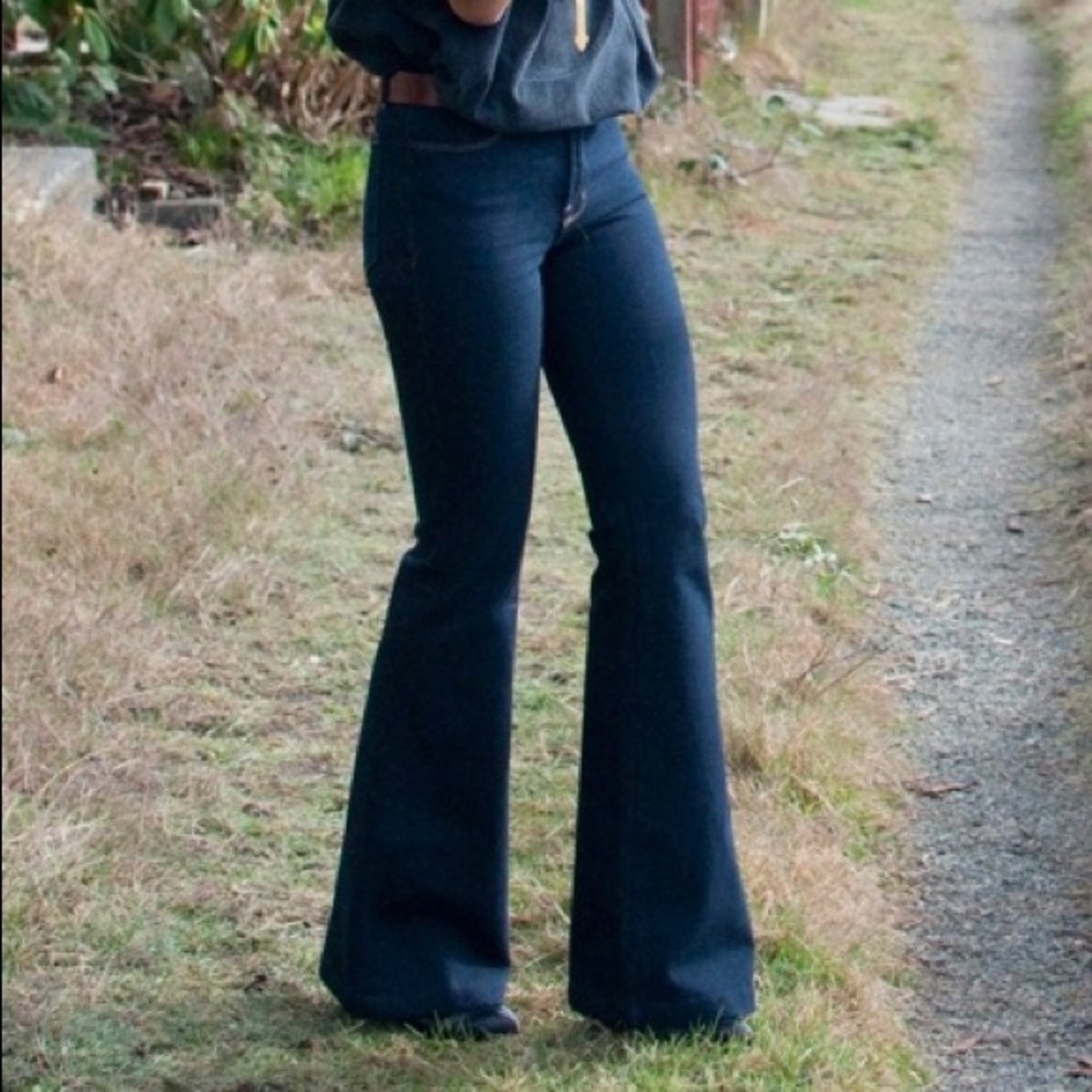 J Brand Super Flare Bell Bottom Jeans Dark Wash